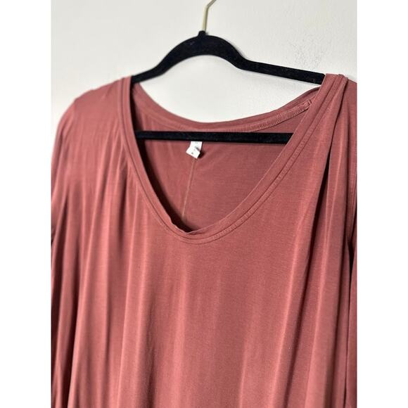 Lululemon Nulu Top Womens Size 10 Relaxed Yoga Long Sleeve Silk Blend Modal Rust - Picture 4 of 8